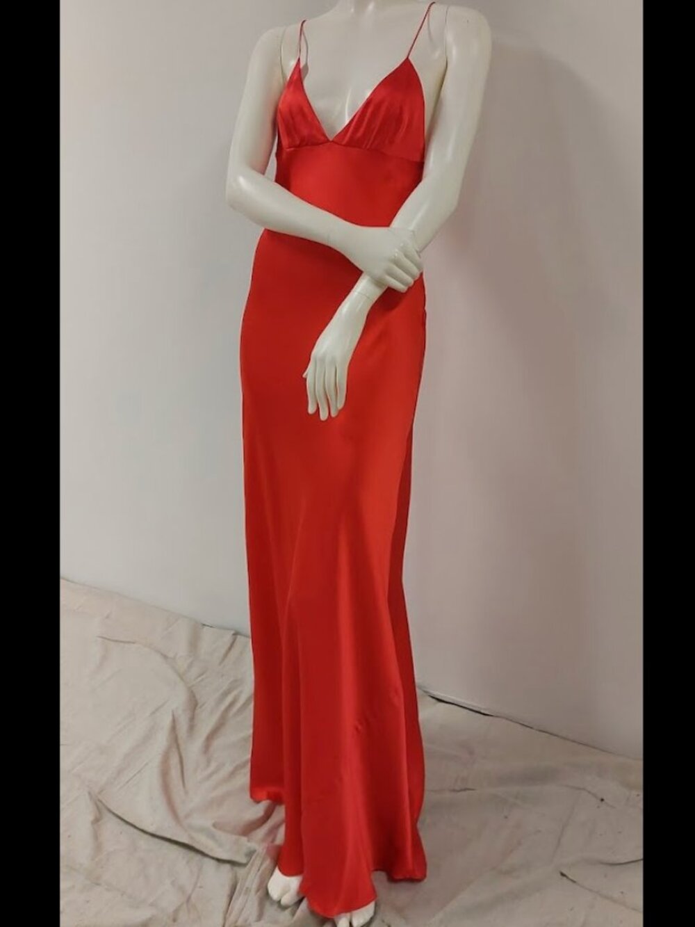 ZARA True Red, 100% Silk, Thin-Strappy, Fit-n-Flare, Maxi Slip Dress; Size: S